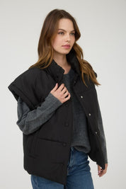 Lila Oversized Snap Button Puffer Vest