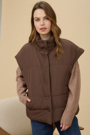 Lila Oversized Snap Button Puffer Vest
