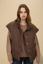 Lila Oversized Snap Button Puffer Vest