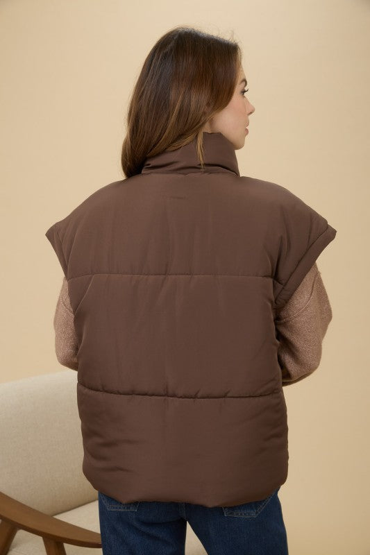 Lila Oversized Snap Button Puffer Vest
