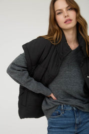 Lila Oversized Snap Button Puffer Vest