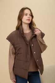 Lila Oversized Snap Button Puffer Vest