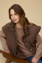 Lila Oversized Snap Button Puffer Vest