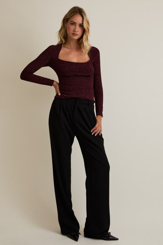 Kaia Deep Neck Rib Top