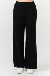 Cable Knit Wide Leg Sweater Pants