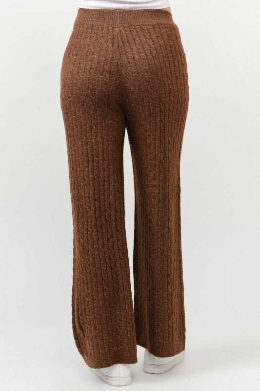 Cable Knit Wide Leg Sweater Pants