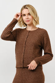 Cable Knit Crewneck Cardigan