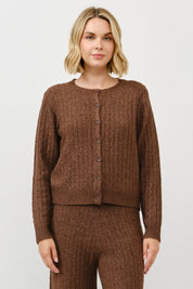 Cable Knit Crewneck Cardigan