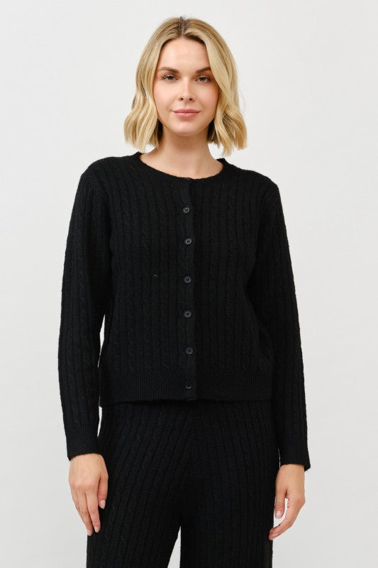 Cable Knit Crewneck Cardigan