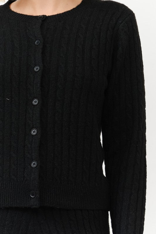 Cable Knit Crewneck Cardigan