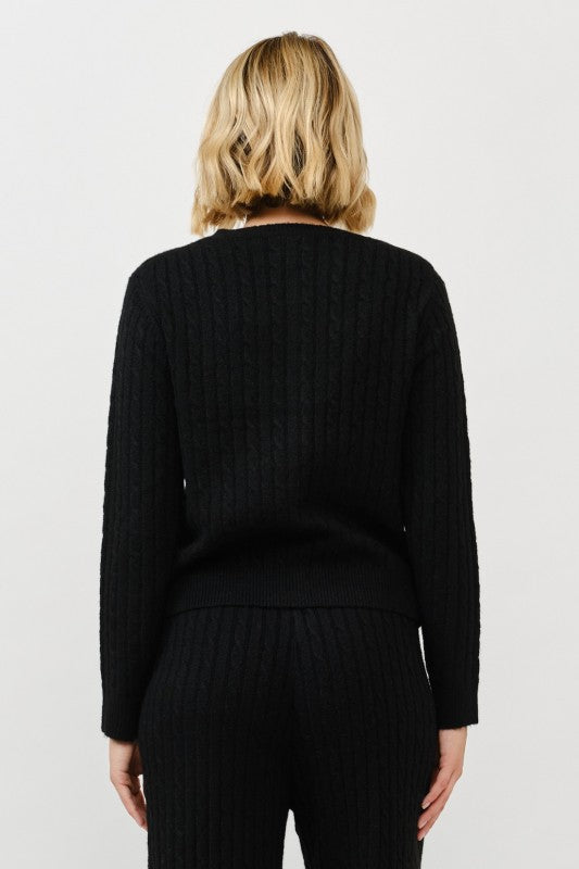 Cable Knit Crewneck Cardigan