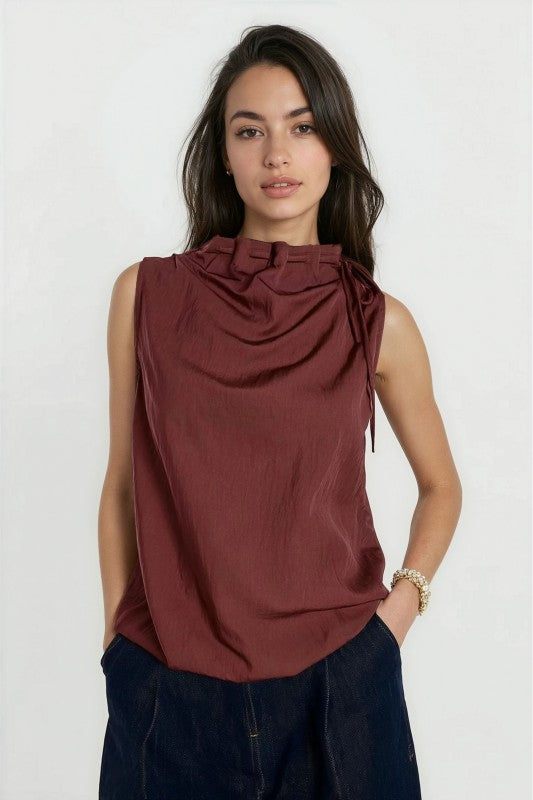 Noelle Cinched Mock Neck Top