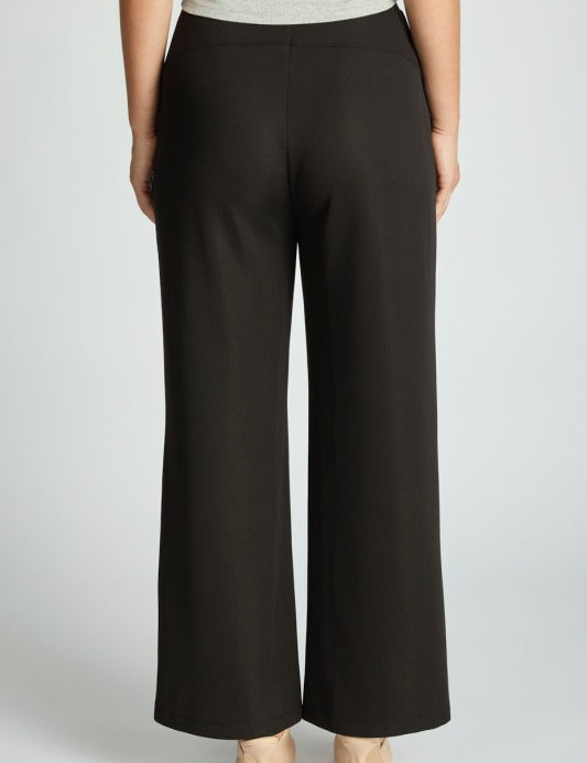 Back view of Harbor Waffle Trouser showcasing the flattering bootcut silhouette and elastic waistband.