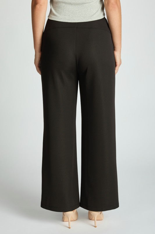 Back view of Harbor Waffle Trouser showcasing the flattering bootcut silhouette and elastic waistband.