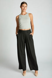 Lennon Wide-Leg Pleated Trousers