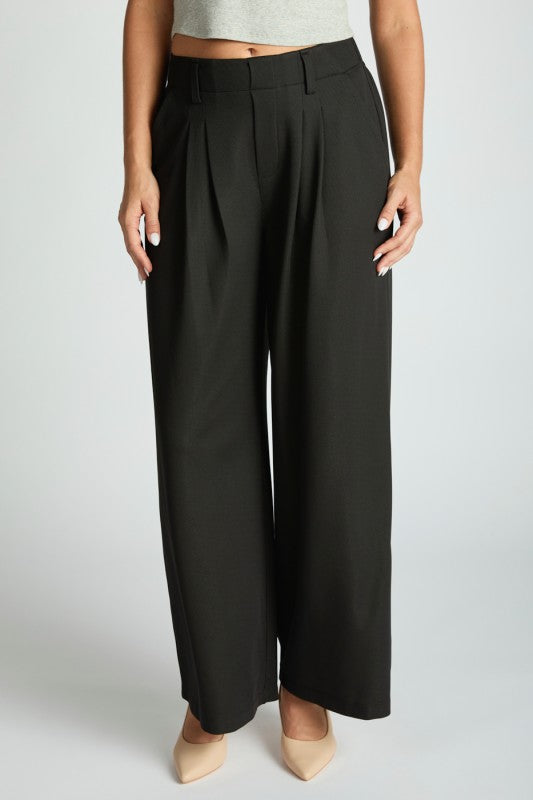 Lennon Wide-Leg Pleated Trousers