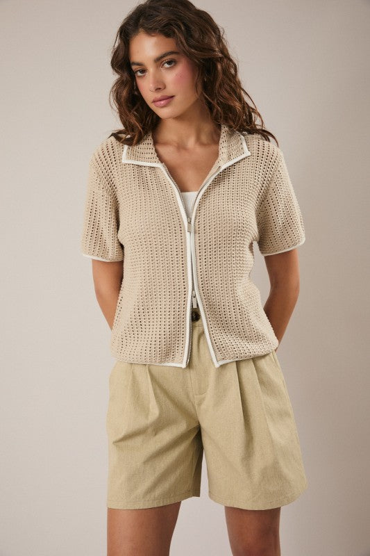 Seaside Zip Knit Top