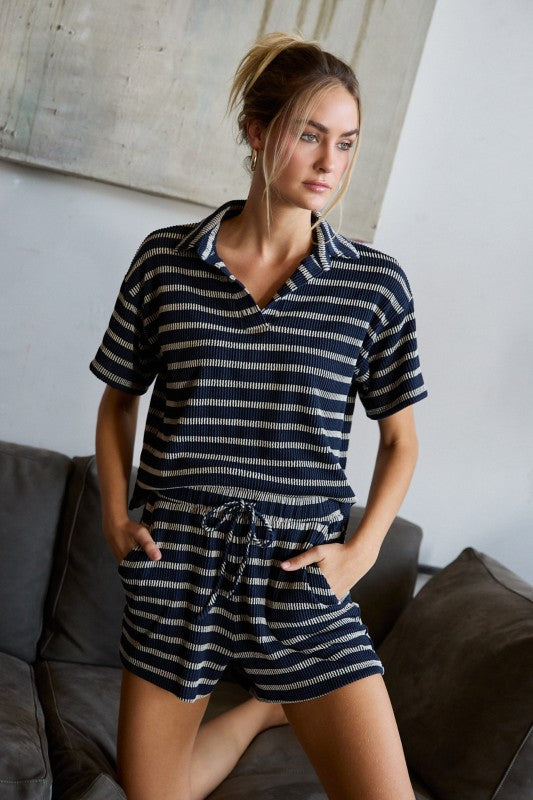 Marina Stripe Drawstring Shorts