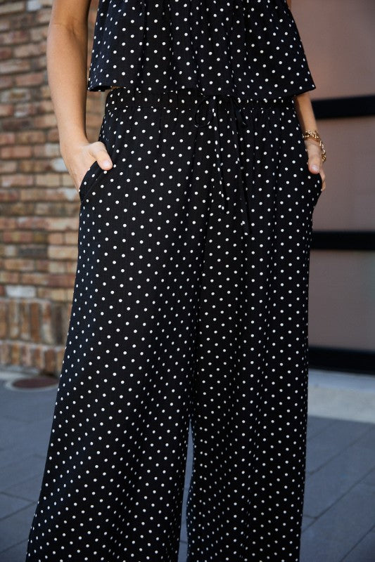 Midnight Polka Wide Leg Pants