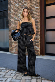 Midnight Polka Peplum Top