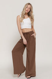 Santorini Linen-Effect Palazzo Pant