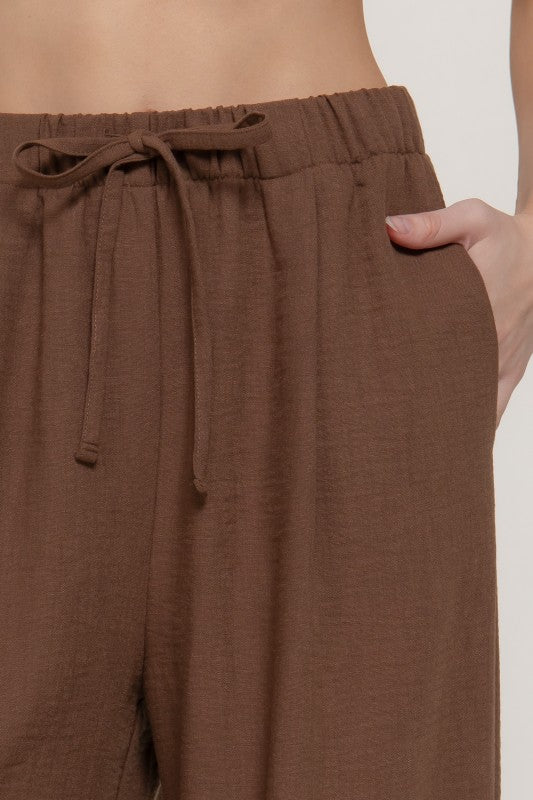 Santorini Linen-Effect Palazzo Pant