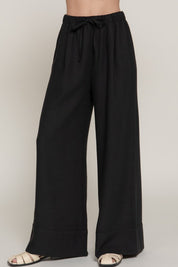 Santorini Linen-Effect Palazzo Pant