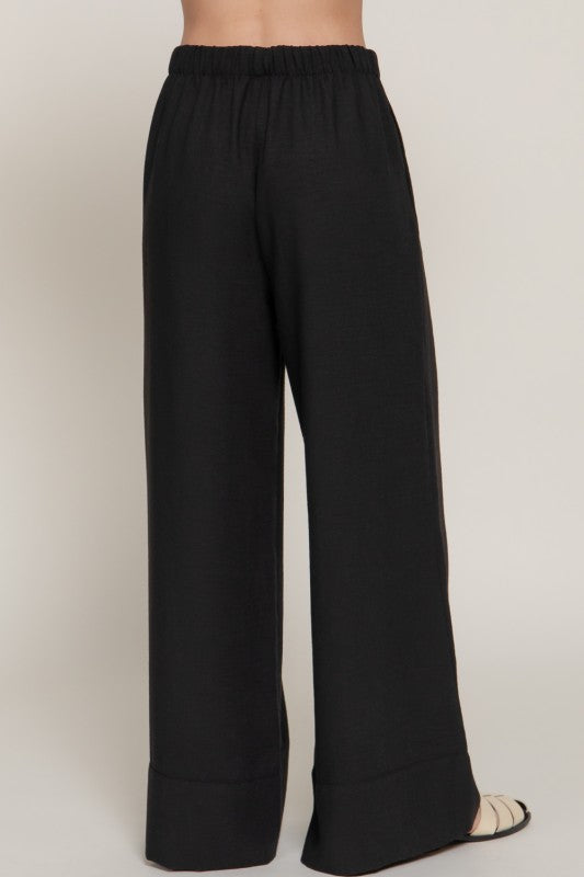 Santorini Linen-Effect Palazzo Pant
