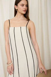 Sienna Contrast Stripe Linen Dress