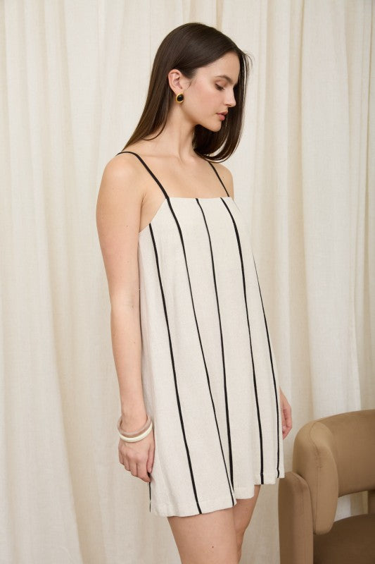 Sienna Contrast Stripe Linen Dress