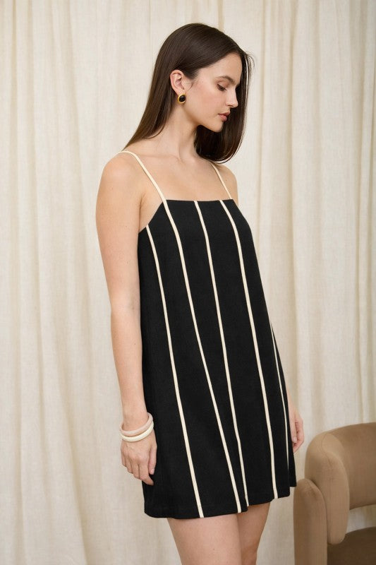 Sienna Contrast Stripe Linen Dress