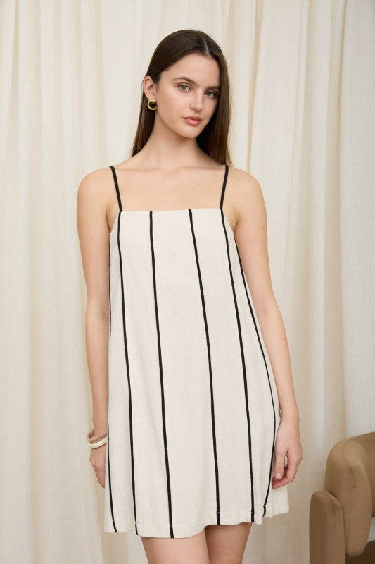 Sienna Contrast Stripe Linen Dress