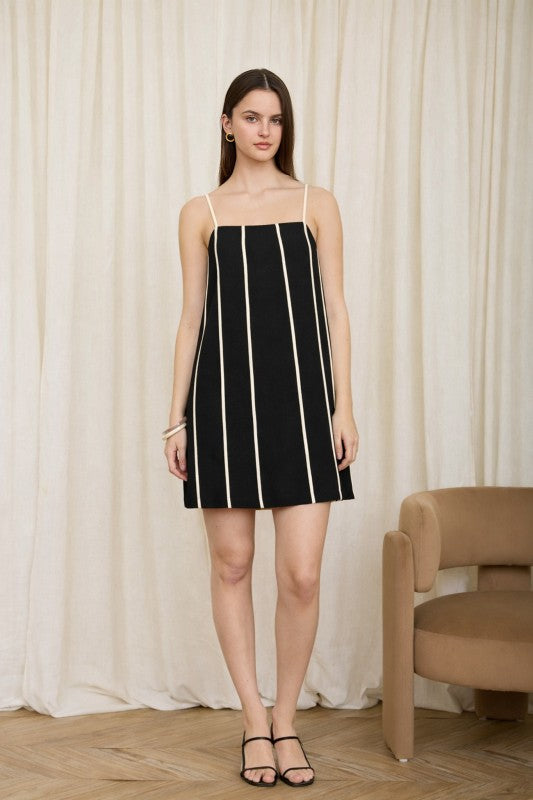 Sienna Contrast Stripe Linen Dress