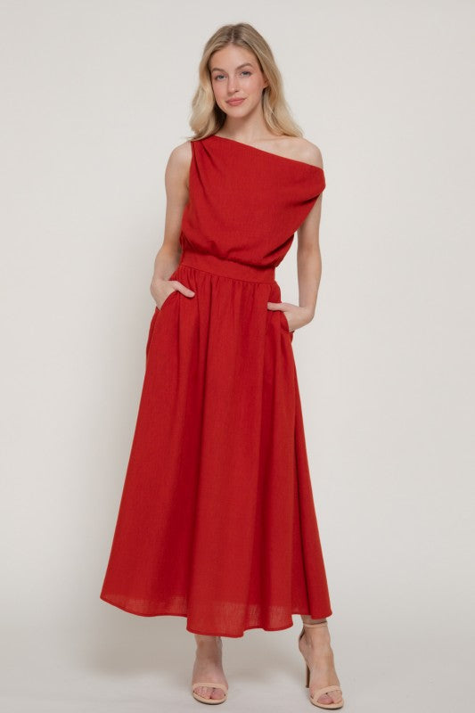 Valencia One-Shoulder Midi Dress