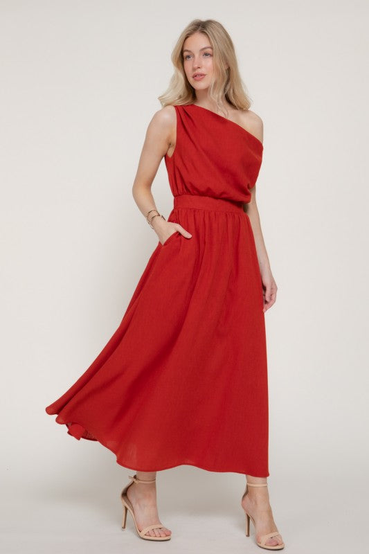 Valencia One-Shoulder Midi Dress