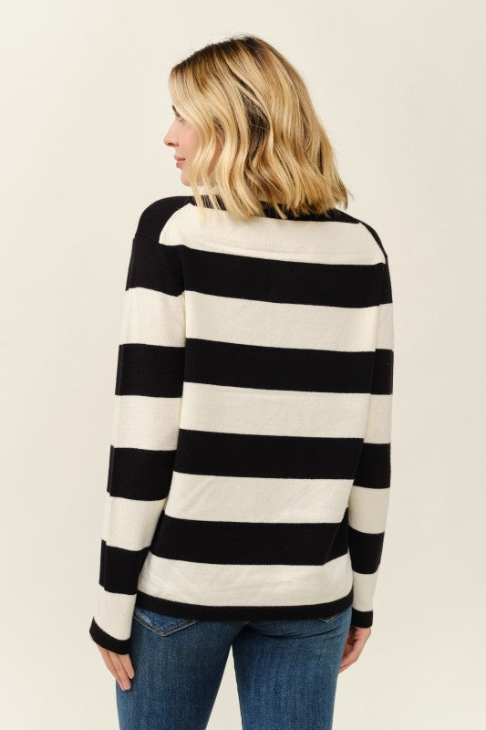 Reese Stripe Polo Sweater