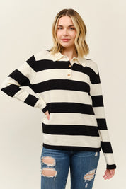 Reese Stripe Polo Sweater