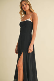 Luna Contrast Strap Midi Dress