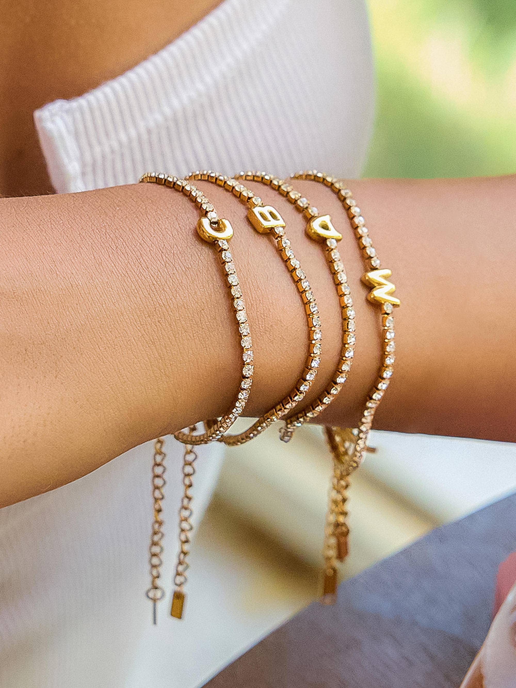 Chaplin Rhinestone Letter Bracelet