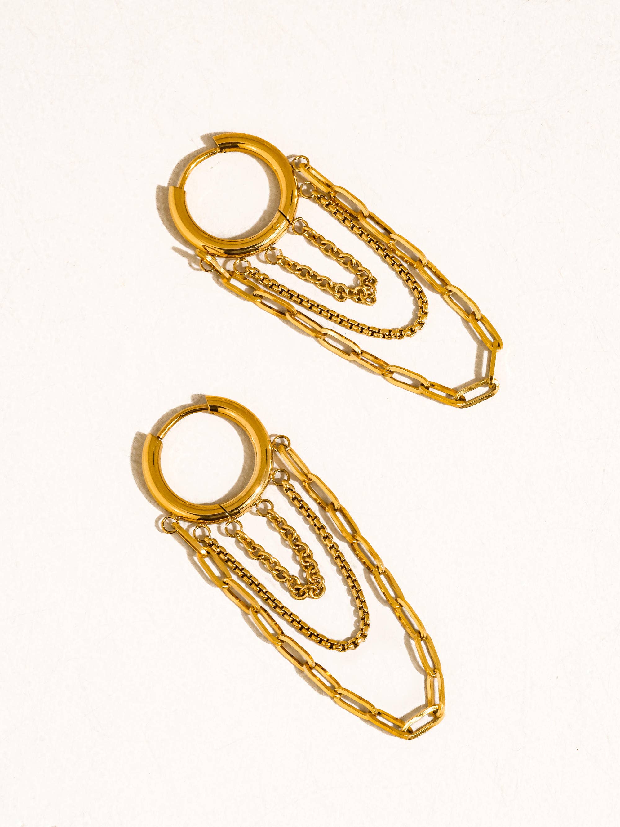Vianne 18K Gold Non-Tarnish Multi Chain Drop Earrings