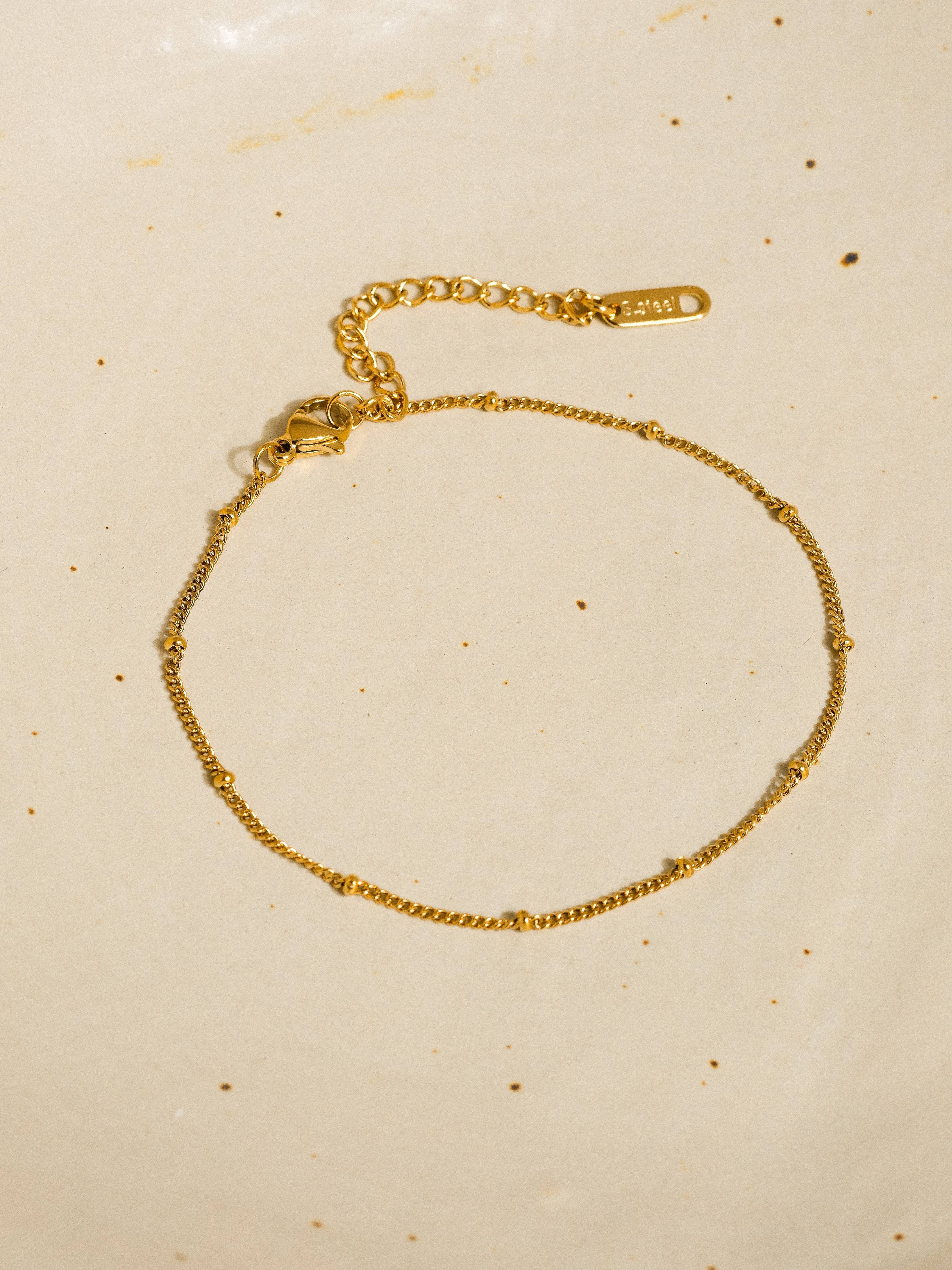 Vivi 18K Gold Non-Tarnish Classic Beaded Chain Anklets