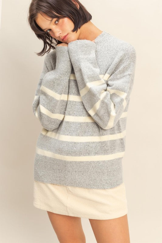 Emerson Stripe High-Neck Sweater