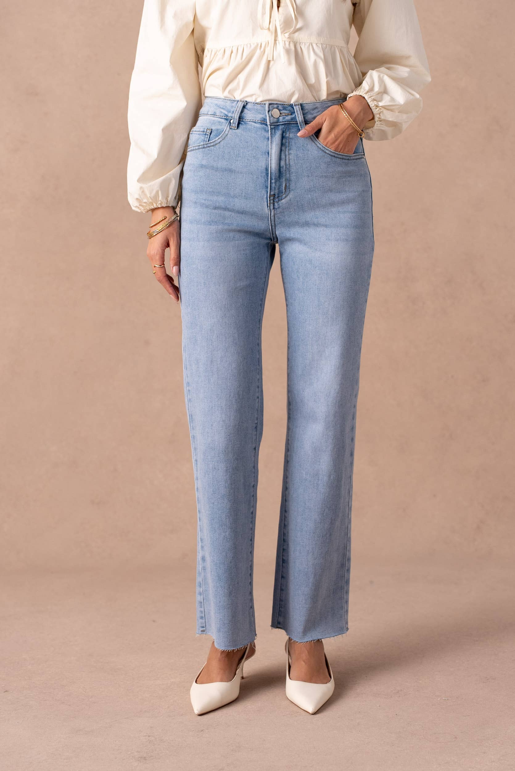 Haven Frayed Wide Leg Jeans