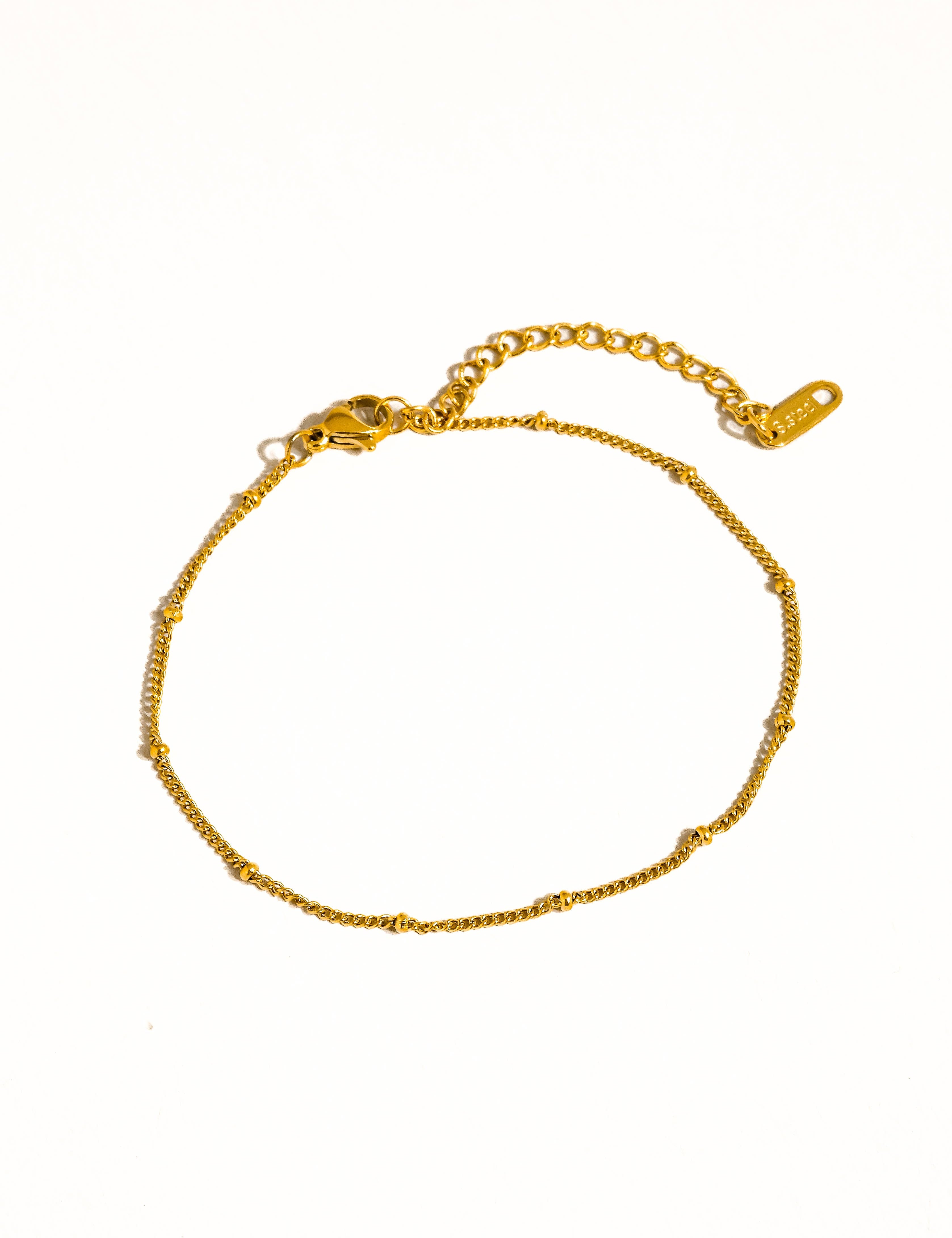 Vivi 18K Gold Non-Tarnish Classic Beaded Chain Anklets
