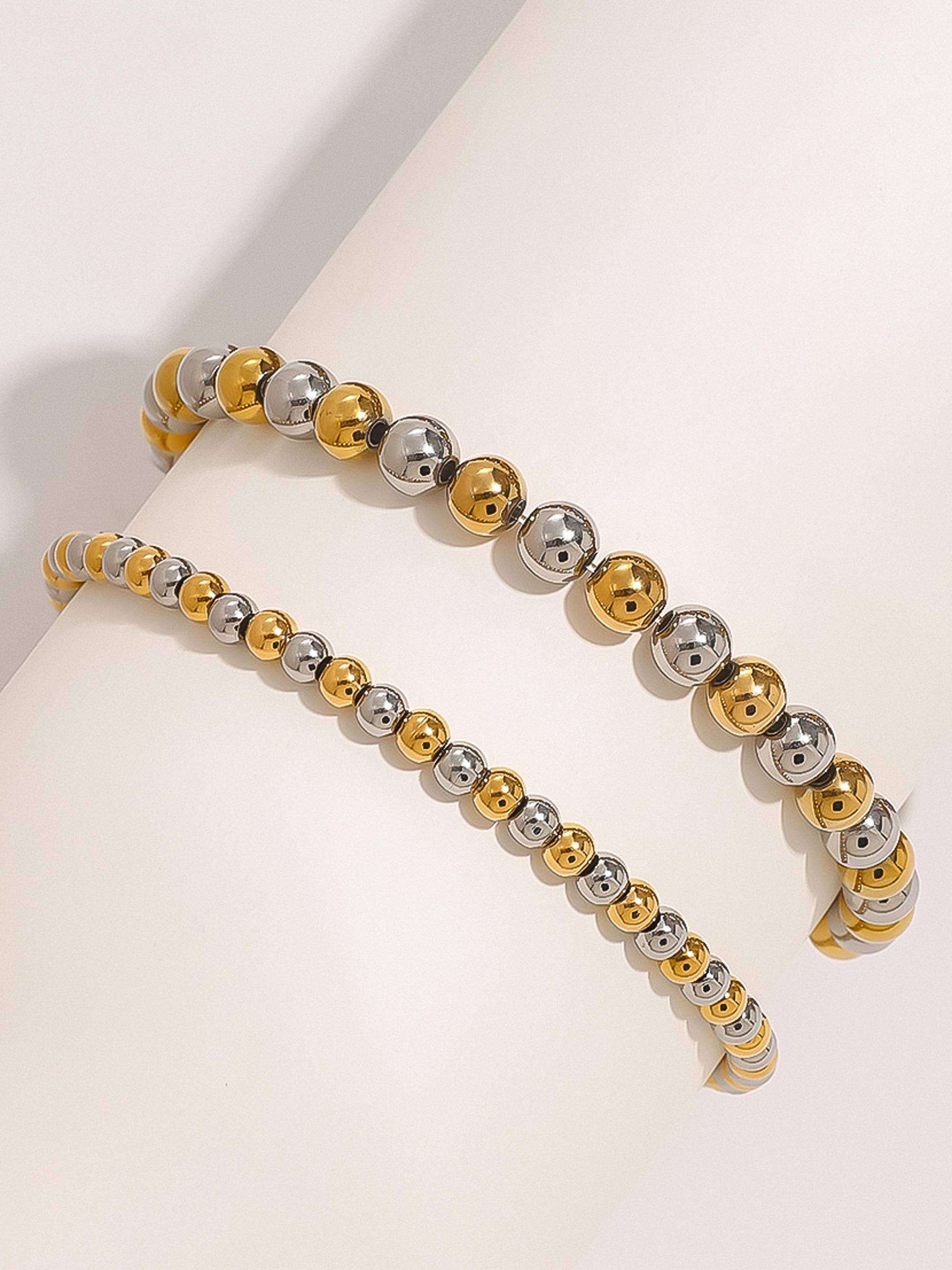 Perlisse 18K Gold Non-Tarnish Two Tone Beaded Bracelet
