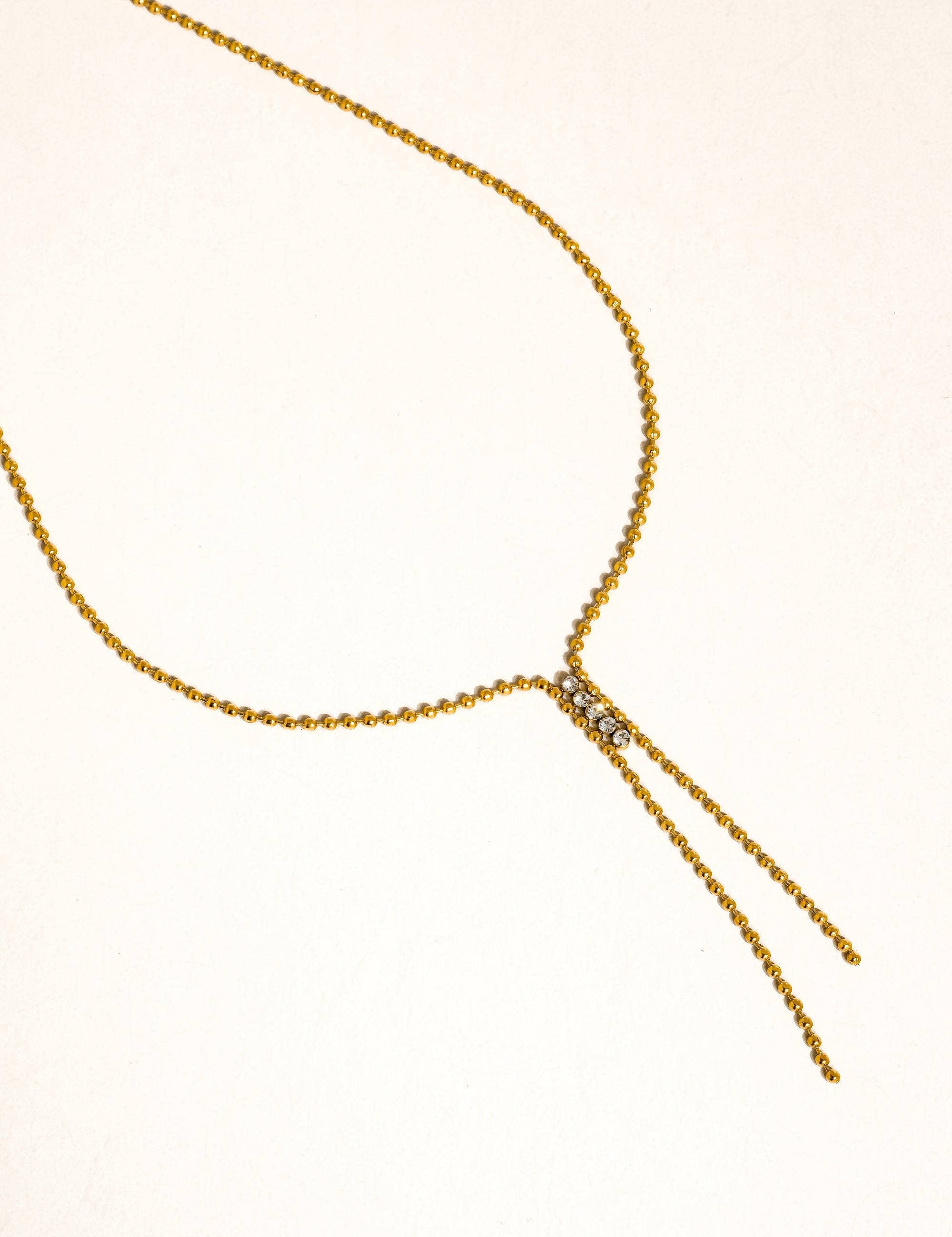 Zephine 18K Gold Non-Tarnish CZ Lariat Necklace