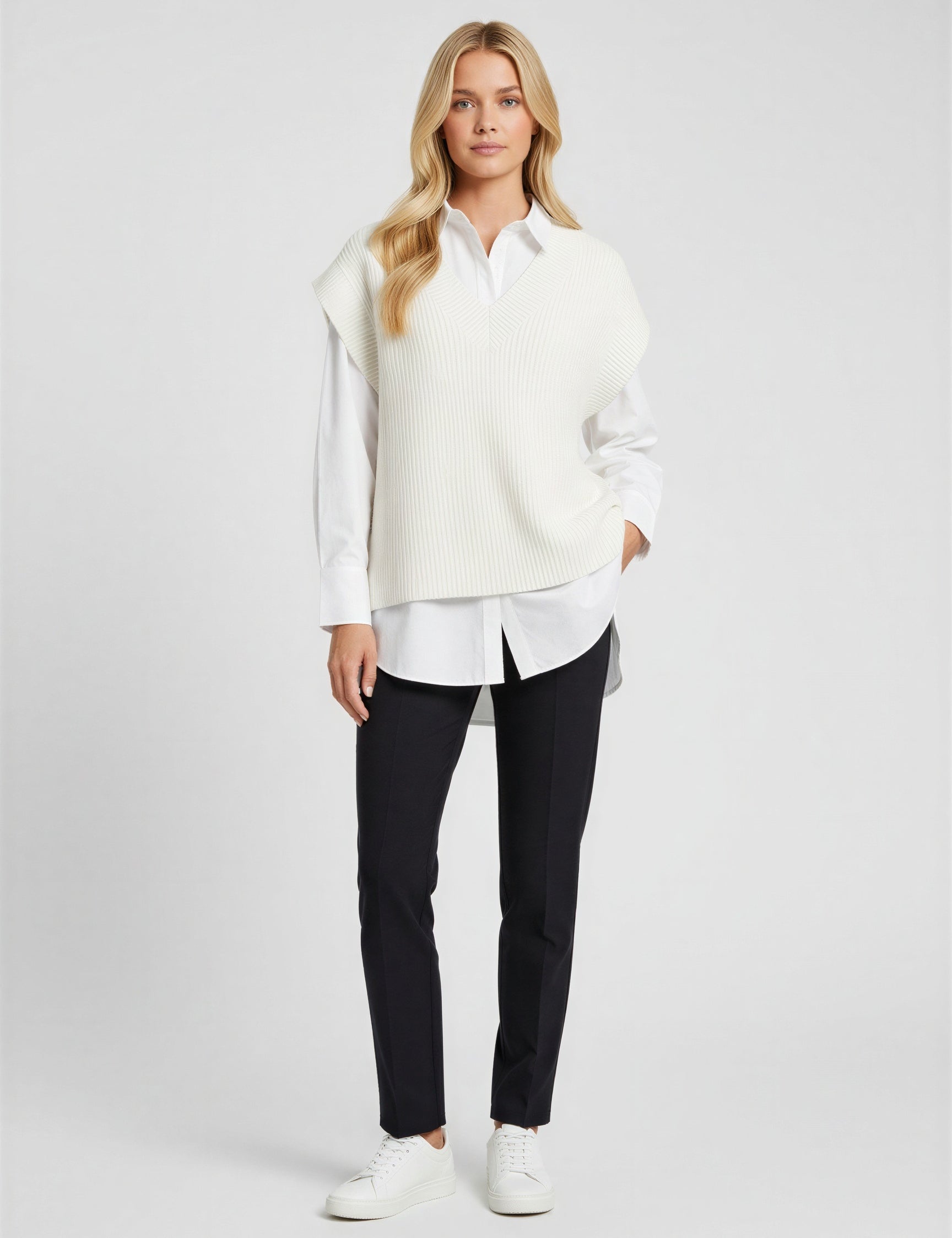 Harper Oversized Sweater Vest - simple full front