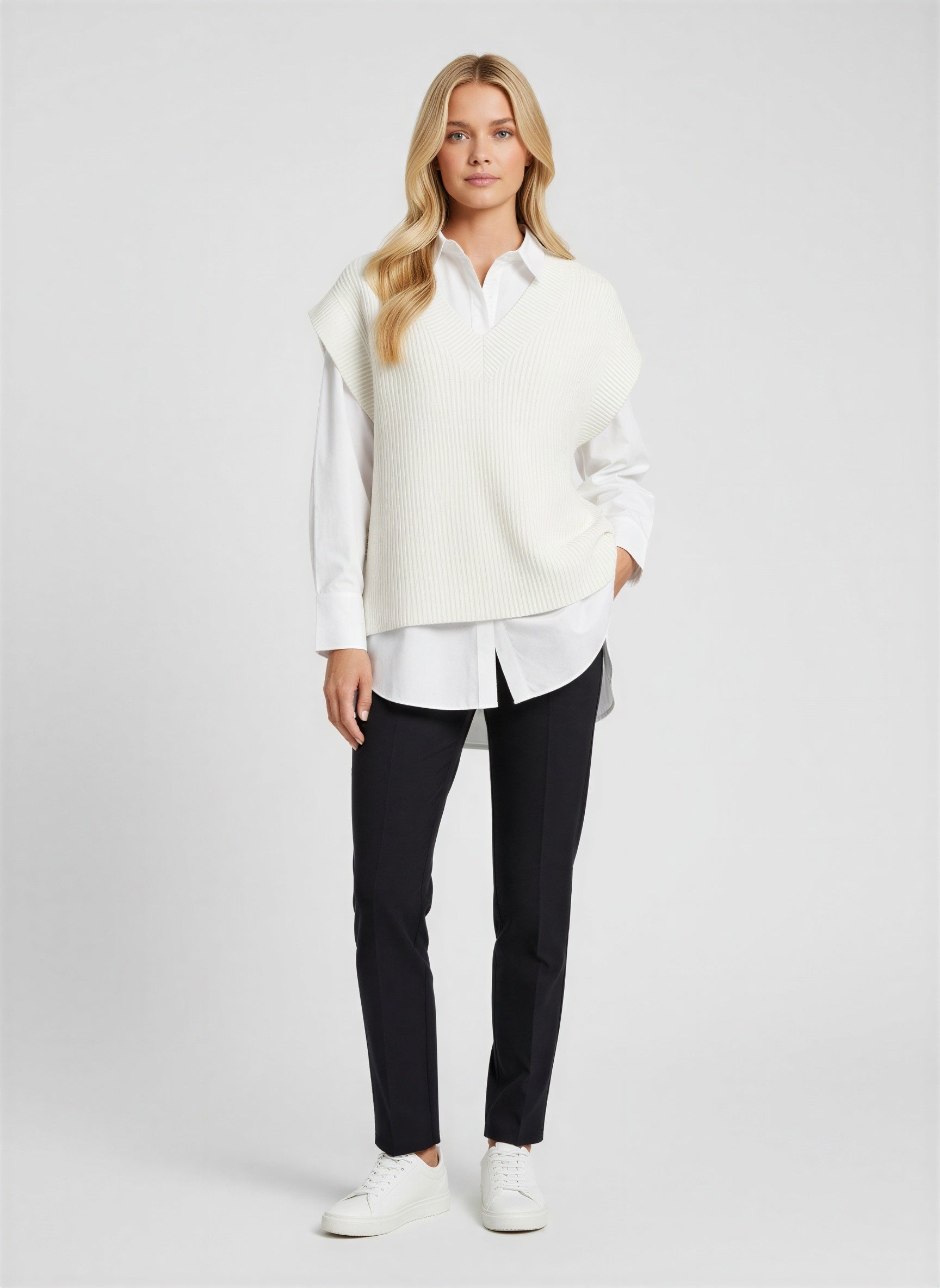 Harper Oversized Sweater Vest - simple full front