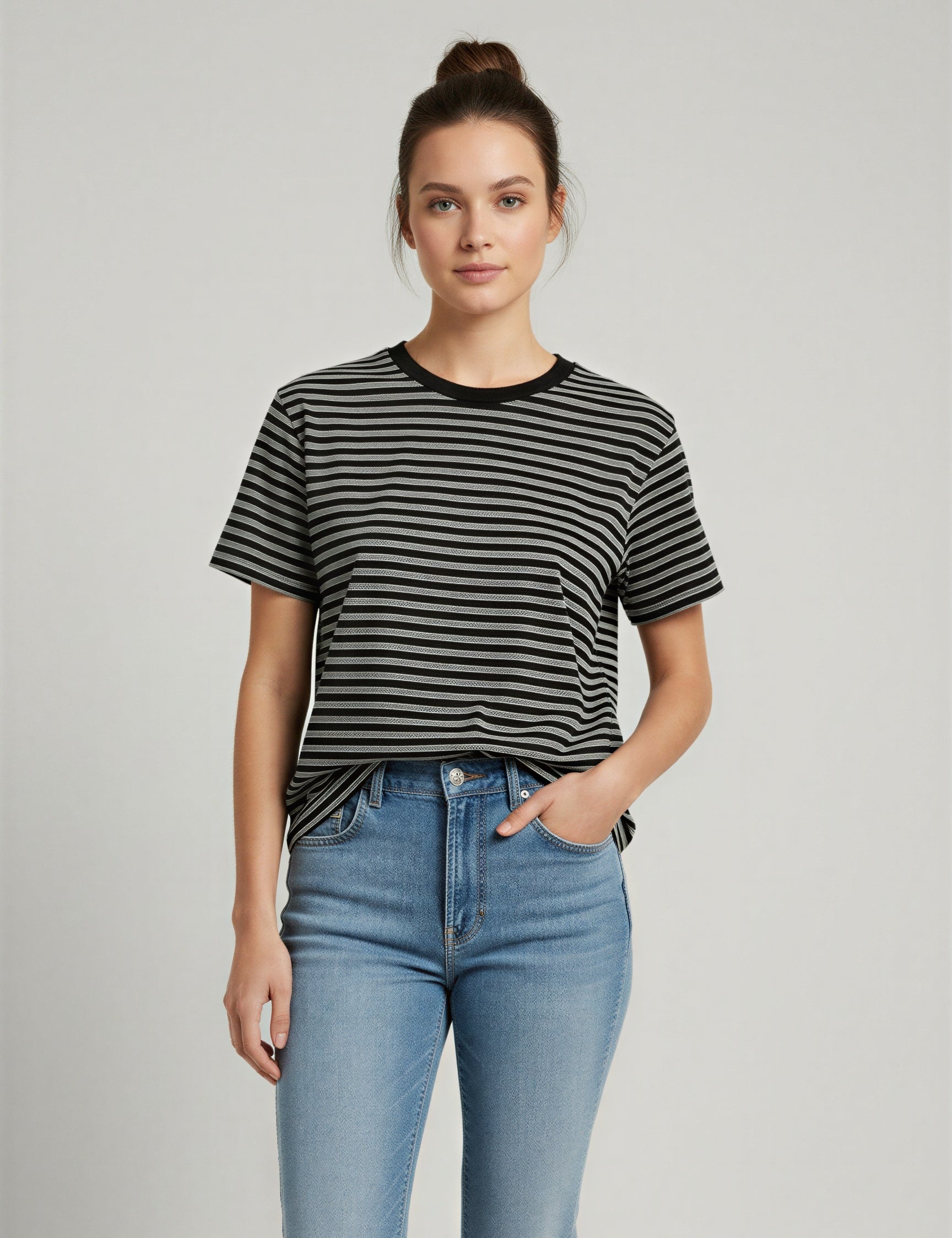 Marlow Stripe Cotton Tee - simple full front