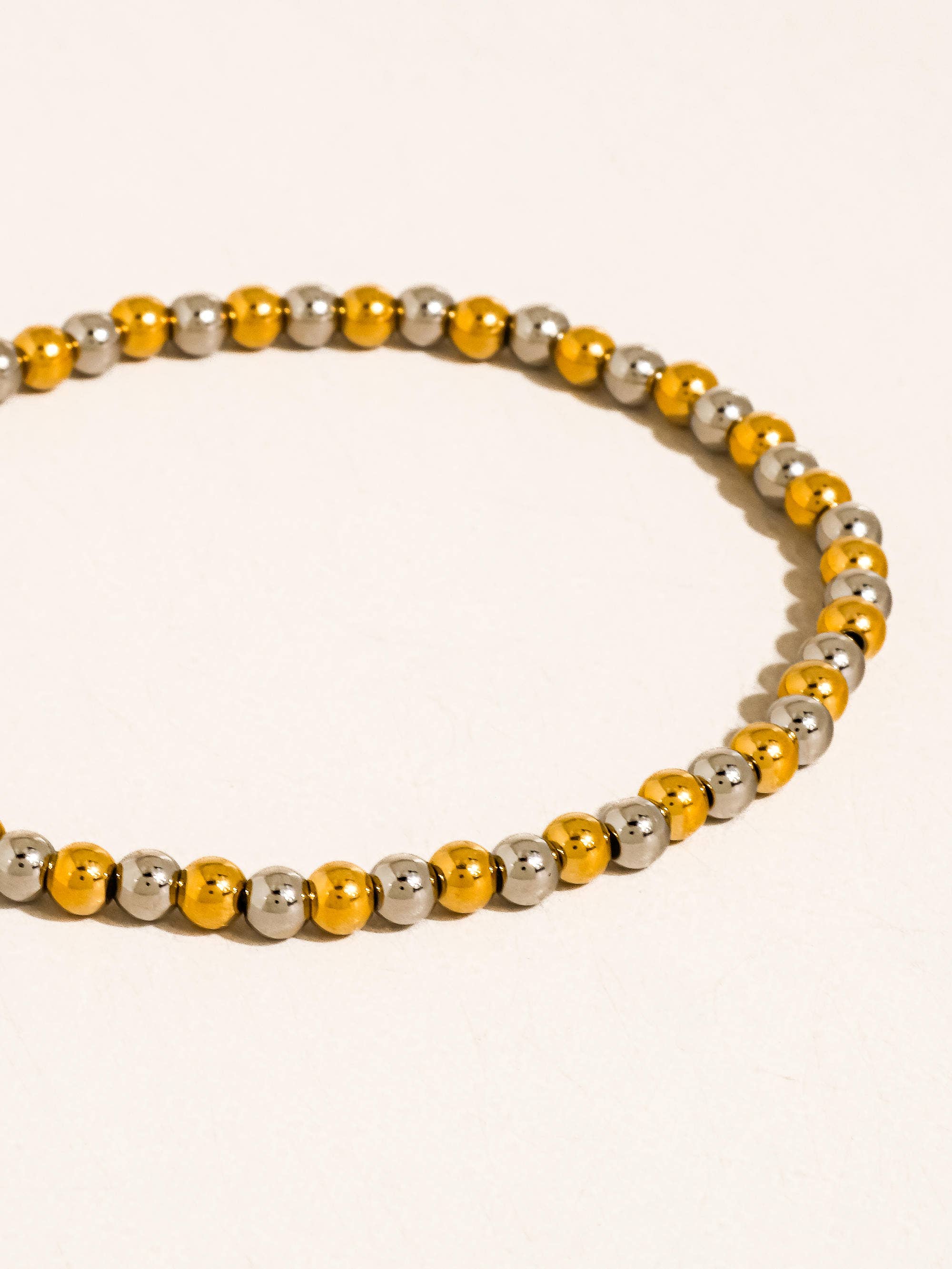 Perlisse 18K Gold Non-Tarnish Two Tone Beaded Bracelet